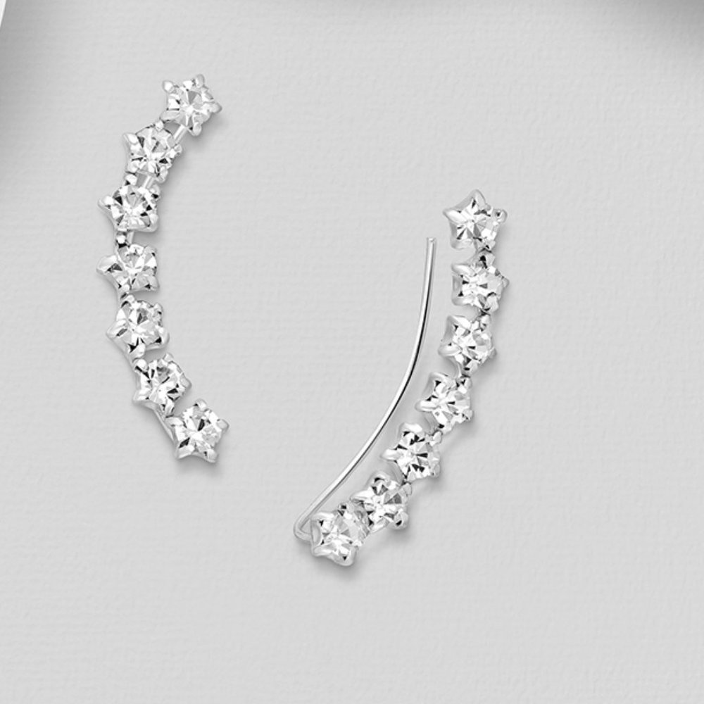 Sterling Silver & Crystal Ear Pins